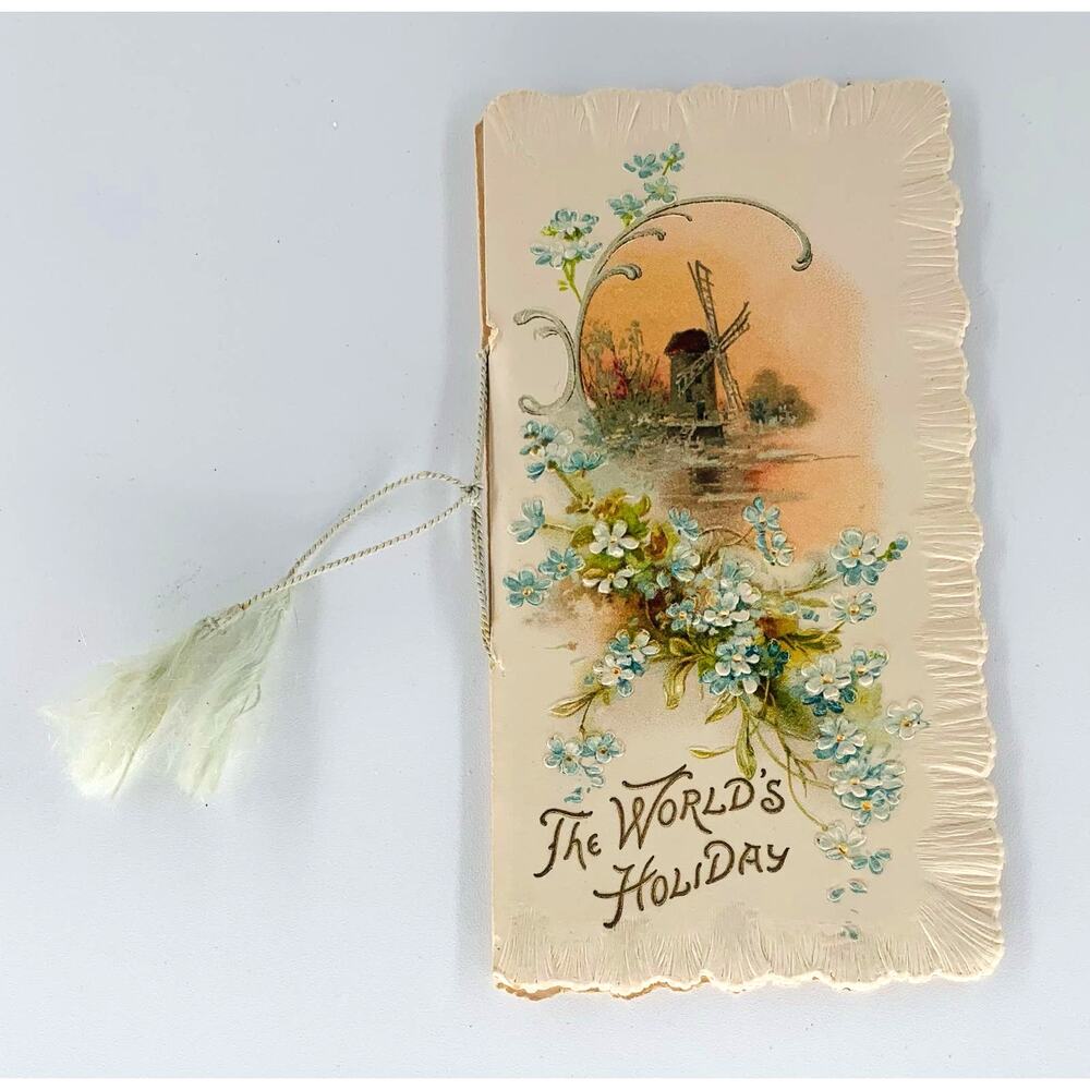 Vintage Booklet Poem The World's Holiday by Edith Rutter Leathman Embossed